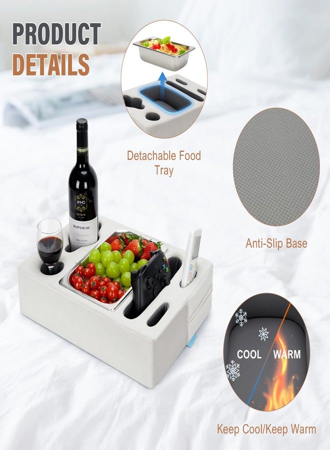 INNO STAGE Couch Cup Holder Pillow - Sofa Cup Holder with Stainless Steel Bowl Couch Drink Caddy Remote Snacks Cozy Mug Cupholder Buddy for Bed, Car, Man Cave, Rv, Tv, Backseat (Silver) - Image 5