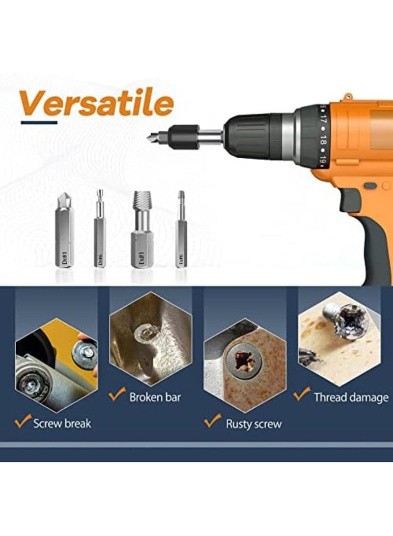 Damaged Screw Extractor Set, 22 Pcs Easy out All-purpose Hss Broken Stripped Screw Remover Extractor Kit with Magnetic Extension Bit Holder Socket Adapter - Image 2