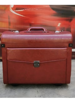 Freegallops PU Leather Rolling 18" Laptop Briefcase Pilot Case Brown  - Image 2
