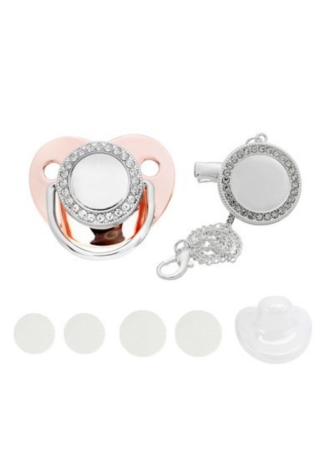 Popular Baby Pacifier With Diamond Chain Play Mouth Silicone Sleeping-shaped Thermal Transfer Blank Nipple