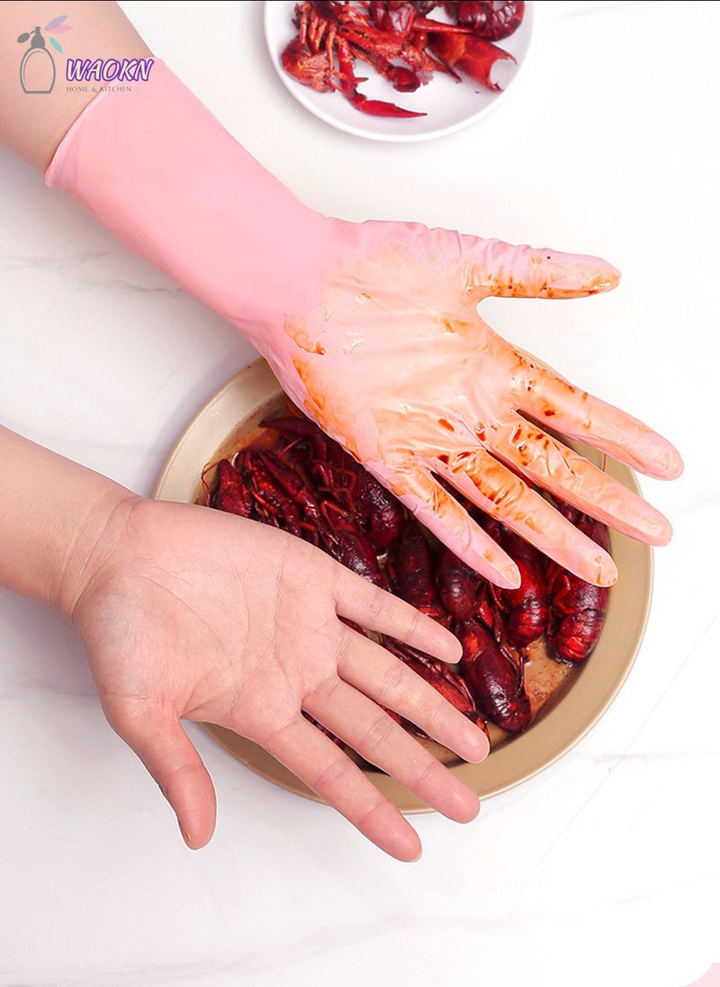 WAOKN 100-Piece Disposable Pure Nitrile Exam Gloves Food Grade Protective Gloves Powder Free Latex Free non-sterile Ambidextrous Cleaning & Cooking Gloves Pink  - Image 4