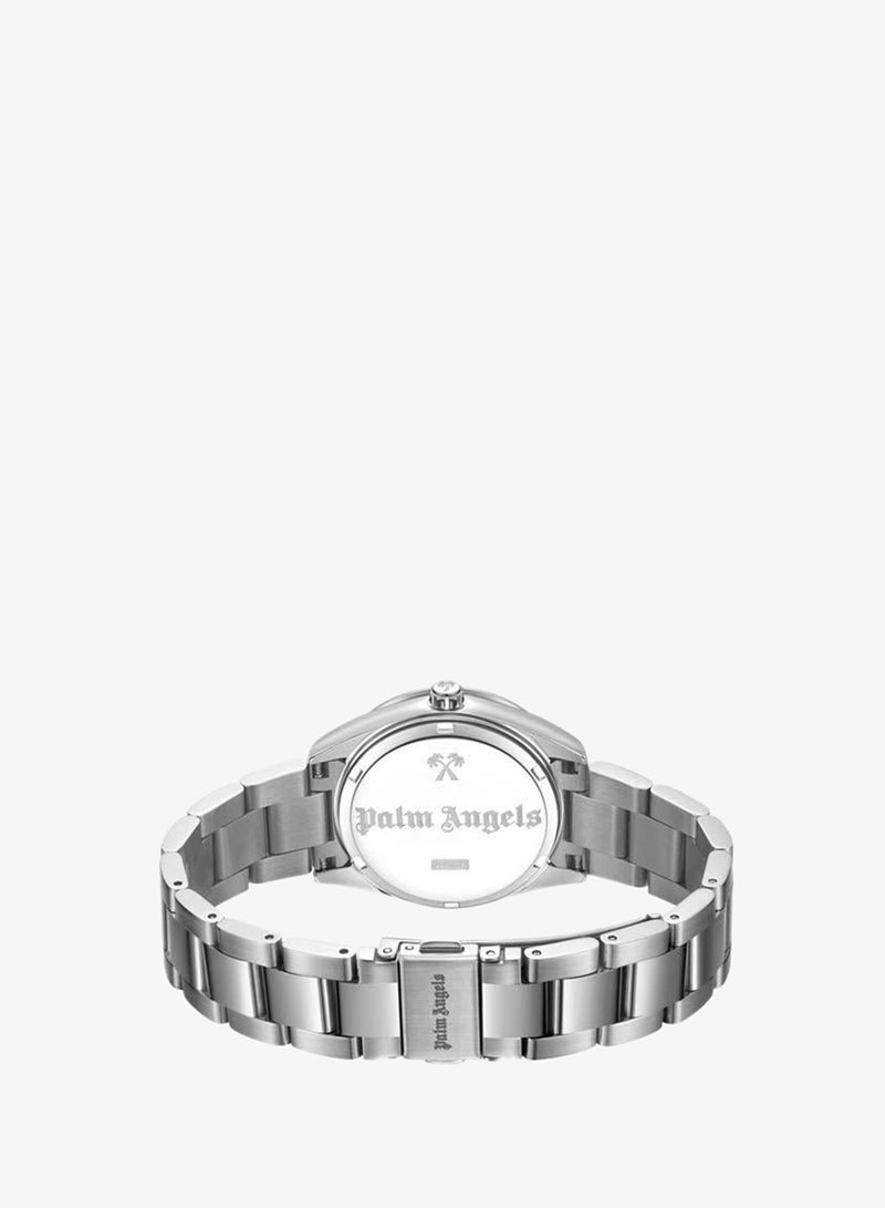 Palm Angels Strada White Pave Crystal Dial Stainless Steel Bracelet Analog Watch for Women, 34mm - Image 3