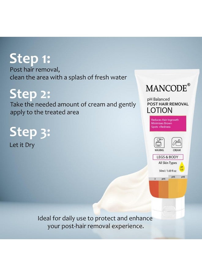 MAN CODE Mancode PH Balanced Post Hair Removal Lotion for Women & Men - 50ml | Reduces Ingrown Hairs, Minimises Brown Spots & Redness | Ideal After Waxing & Hair Removal Cream | Suitable for All Skin Types - Image 5