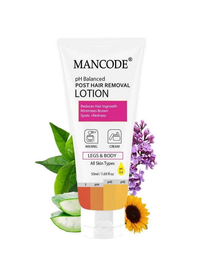MAN CODE Mancode PH Balanced Post Hair Removal Lotion for Women & Men - 50ml | Reduces Ingrown Hairs, Minimises Brown Spots & Redness | Ideal After Waxing & Hair Removal Cream | Suitable for All Skin Types - Image 1