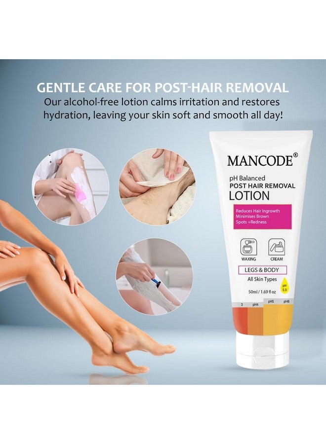 MAN CODE Mancode PH Balanced Post Hair Removal Lotion for Women & Men - 50ml | Reduces Ingrown Hairs, Minimises Brown Spots & Redness | Ideal After Waxing & Hair Removal Cream | Suitable for All Skin Types - Image 3