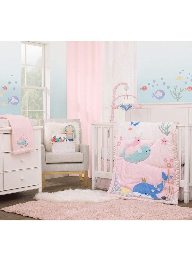 NoJo Under The Sea Whimsy Pink Narwhals Super Soft Changing Pad Cover - Image 4