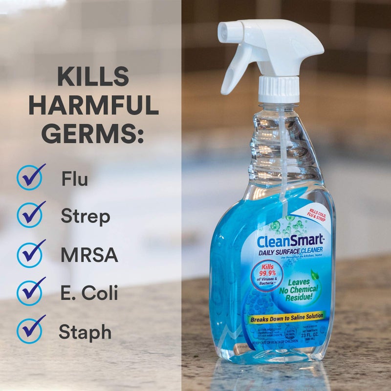 CleanSmart Daily Surface Cleaner and Pet-safe Disinfectant, Kills 99.9% of Viruses & Bacteria, 23 ounce Spray (pack of 2) - Image 3