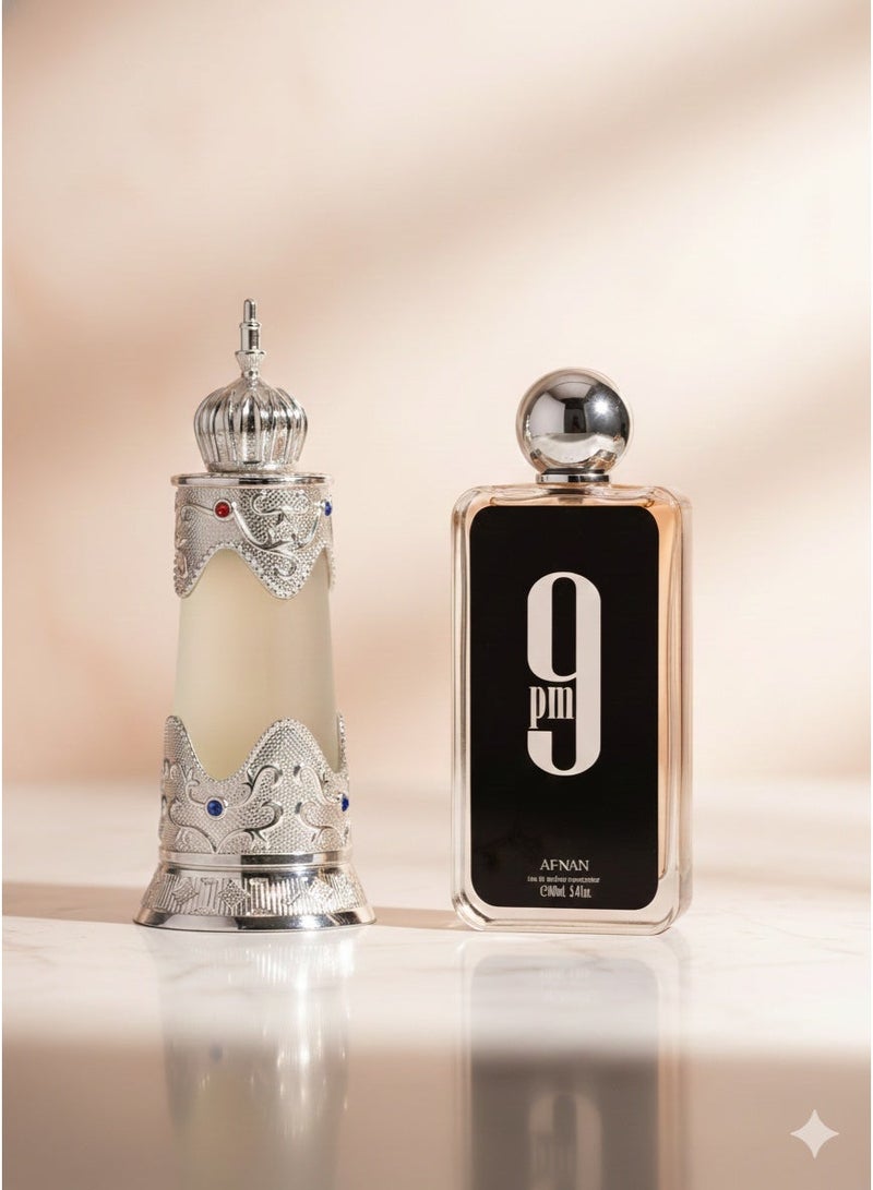 Afnan عطر أفنان دهن العود الأبيض وزيت العطر 9 مساءً - Image 1