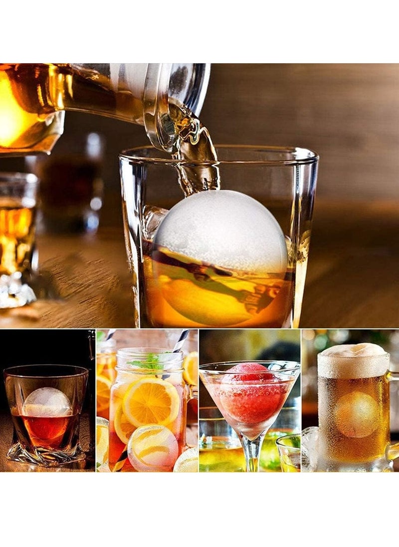 Ice Cube Trays (Set of 4) Silicone Ice Cube Molds with Lid and Funnel Easy-release Ice Cube Maker for Freezer - Diamond, Sphere, Square and Honeycomb Shaped Ice Moulds Set,Keep Drinks Chilled