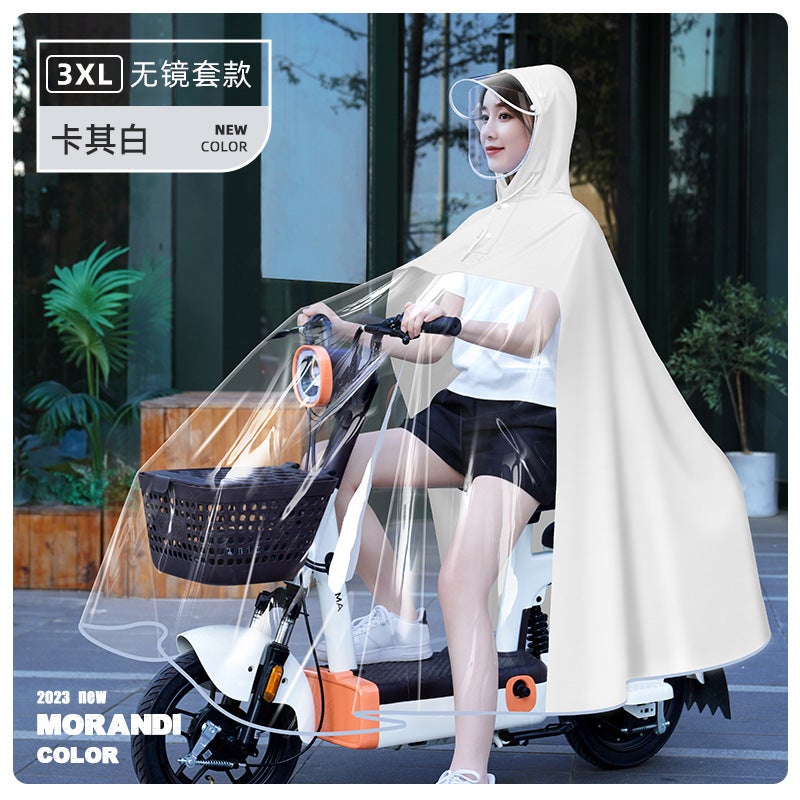 Generic Clear Raincoat Parent-Child Double Electric Car Womens Special Long Full Body Rainstorm Protection PVC Self-Proof Mens Transparent Khakis (without mirror cover)