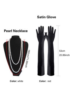 SYOSI Great Gatsby Accessories Set Flapper for Women Headpiece Headband Earrings Pearl Necklace Gloves Holder Silver  - Image 4