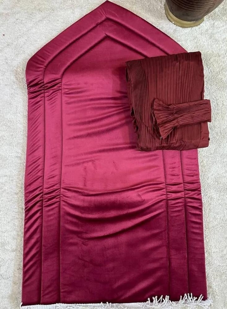 WARD Classic Women's Prayer Set with Rug and Sheet - Dark Red