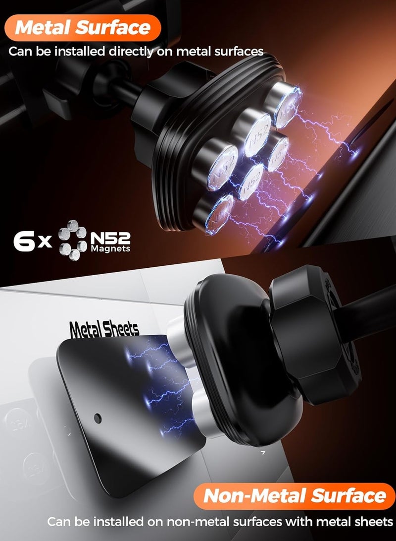 Bukela Magnetic Phone Holder for Gym, 360° Rotatable Gym Magnetic Phone Holder for Workout Record Watch Videos, Alloy Base and Joint, Gym Phone Holder Compatible with 4-7 Inch Smartphones - Image 5