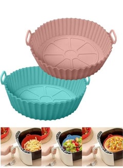 Generic Air Fryer Silicone Pot 2Pcs Air Fryer Silicone Liners Round Food Safe Non Stick Air Fryer Basket Accessories Reusable Replacement of Flammable Parchment Liner Paper Fits 3QT 4QT 5QT Air Fryer  - Image 1