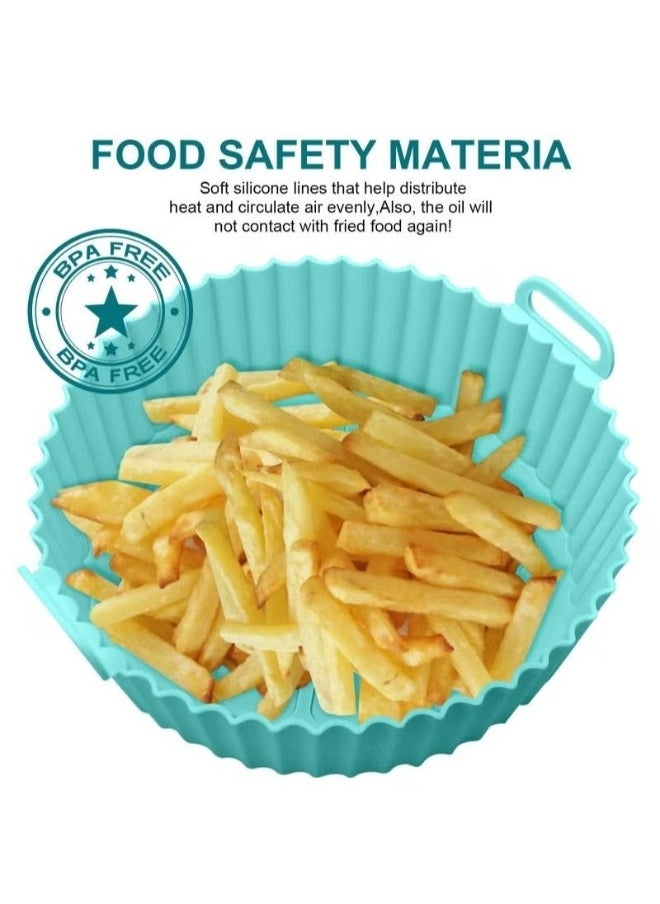 Generic Air Fryer Silicone Pot 2Pcs Air Fryer Silicone Liners Round Food Safe Non Stick Air Fryer Basket Accessories Reusable Replacement of Flammable Parchment Liner Paper Fits 3QT 4QT 5QT Air Fryer  - Image 2