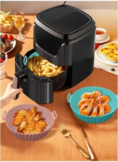 Generic Air Fryer Silicone Pot 2Pcs Air Fryer Silicone Liners Round Food Safe Non Stick Air Fryer Basket Accessories Reusable Replacement of Flammable Parchment Liner Paper Fits 3QT 4QT 5QT Air Fryer  - Image 4