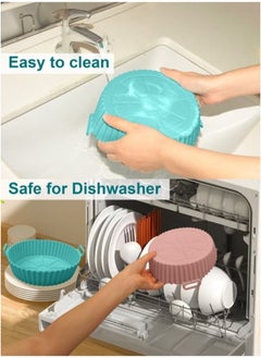 Generic Air Fryer Silicone Pot 2Pcs Air Fryer Silicone Liners Round Food Safe Non Stick Air Fryer Basket Accessories Reusable Replacement of Flammable Parchment Liner Paper Fits 3QT 4QT 5QT Air Fryer  - Image 5