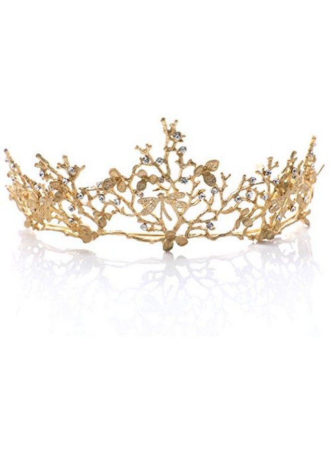 Yean Adult Tiaras And Crowns Gold Wedding Princess Queen Crown Baroque Vintage Rhinestone Tiara Hair Accessories For Women And Men (Gold) - Image 1