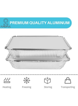 Aluminum Pans with Lids (50-Pack, 8.5"×6") 2.25 LB Capacity Foil Food Containers with Lids - 50 Pans and 50 Cardboard Covers - Disposable Tin Foil Pans - for Baking, Meal Prep and Freezer, Takeout - view 3