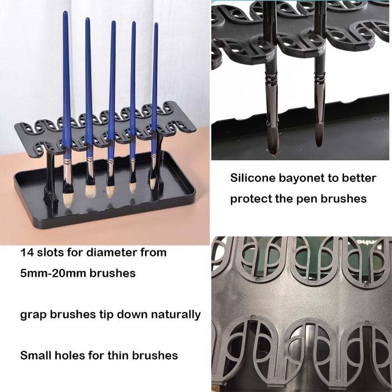 MIXJOY Artist Paint Brushes Drying Rack Holder Bristles Pointing Down Detachable Drawing Pen Brush Organizer Hanger Protection for Long Brushes Thick Acrylic Watercolor Brush Stand - Image 2