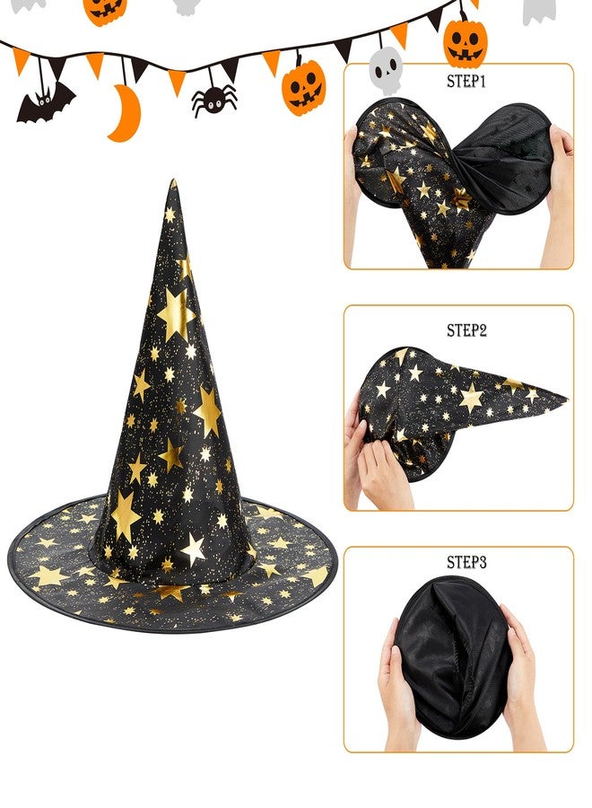Zando Kids Halloween Witch Hat for Girls, Women, Toddlers - Star Printing Wizard Hat for Boys, Party Decorations, Hanging Black Witches Hats - Image 3