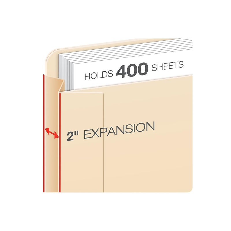 Pendaflex File Jackets, Legal Size, Manila, 2" Expansion, Reinforced Straight-Cut Tabs with Thumb Cut, 50 Per Box (23200EE), Beige - Image 2