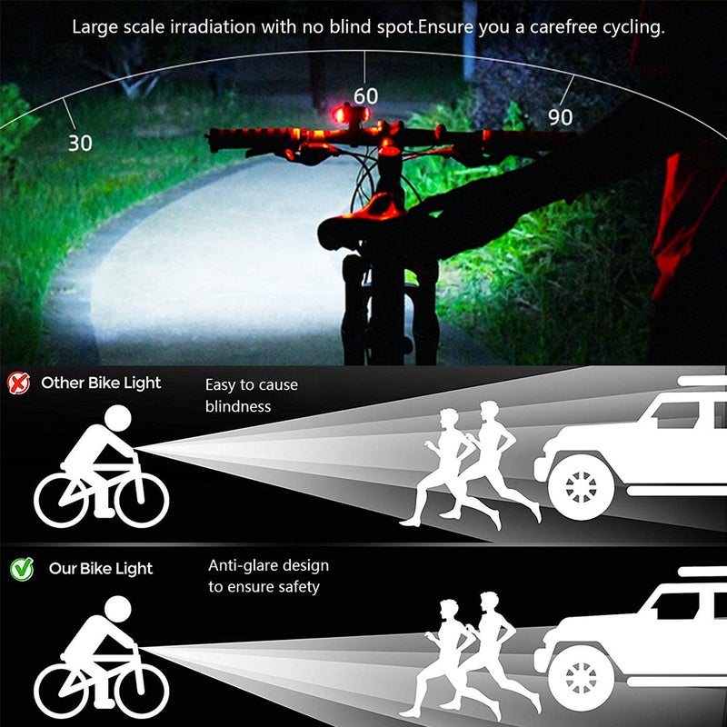 Bike Lights LEDs Cycling Headlight with 130dB Horn Speaker Battery Powered 5 Light Modes for Outdoor Riding Cycling - Image 5