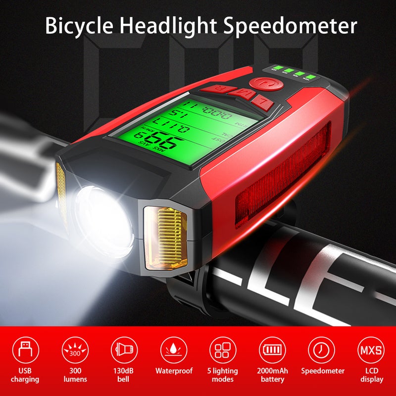 Bike Lights LEDs Cycling Headlight with 130dB Horn Speaker Battery Powered 5 Light Modes for Outdoor Riding Cycling - Image 3