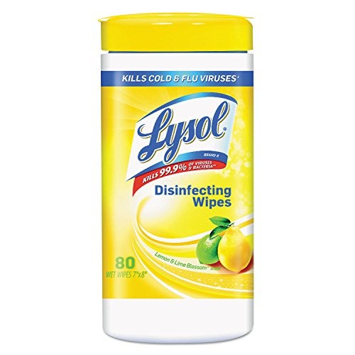 Lysol 77182EA Disinfecting Wipes,80 Wipes/Tub, Lemon/Lime Blossom - Image 1