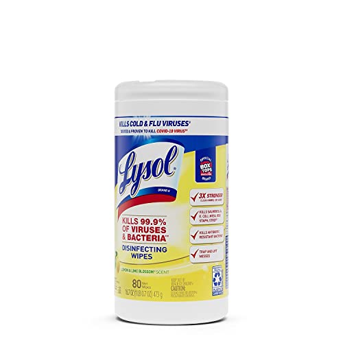 Lysol 77182EA Disinfecting Wipes,80 Wipes/Tub, Lemon/Lime Blossom - Image 4