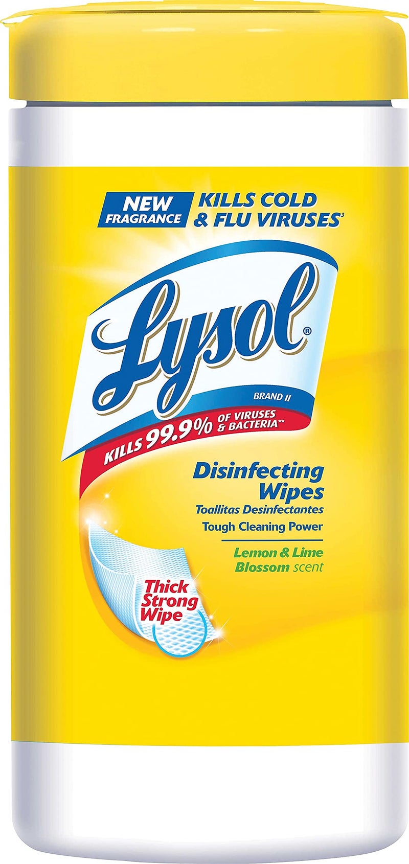 Lysol 77182EA Disinfecting Wipes,80 Wipes/Tub, Lemon/Lime Blossom - Image 2