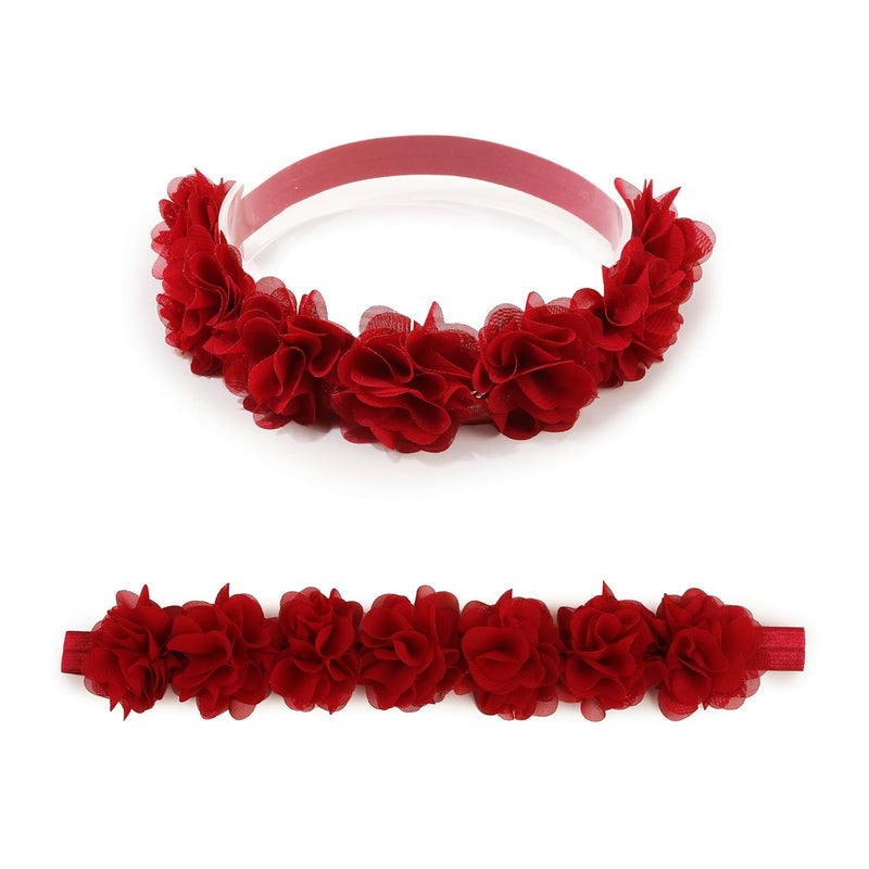 mligril Baby Girl Nylon Headbands Flower Hair Bows Accessories-Elastic Hair Band Crown Handmade FLoral Wraps Birthday Christmas Gifts for Girls Newborn Infant Toddler 3Pcs - Image 4