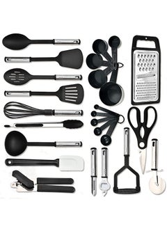 25pc Kitchen Utensils Set - Nylon & Stainless Steel Cooking Utensils Set - Non-Stick Kitchen Utensils with Spatula Kitchen Tools Set