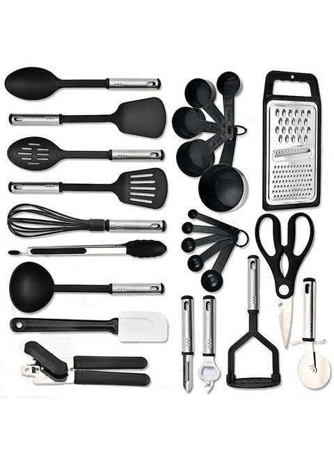 25pc Kitchen Utensils Set - Nylon & Stainless Steel Cooking Utensils Set - Non-Stick Kitchen Utensils with Spatula Kitchen Tools Set