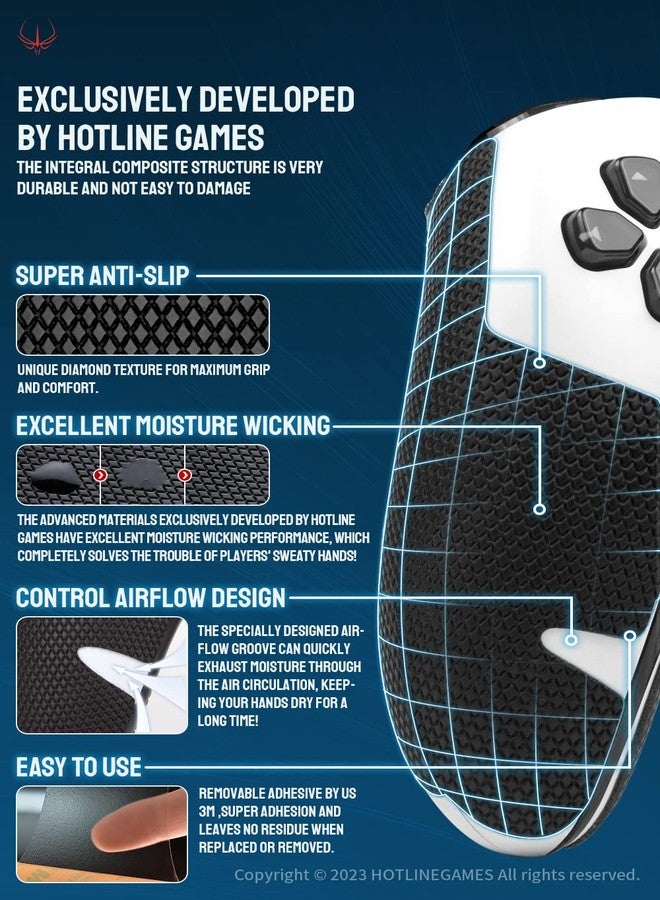 ألعاب الخط الساخن مقبض وحدة تحكم Hotline Games 2.0 Plus متوافق مع وحدات تحكم PS5 DualSense Edge، شريط لاصق، طقم جلد ناعم محكم، مضاد للانزلاق، ماص للعرق، سهل التركيب (لمقابض اليد) - Image 3