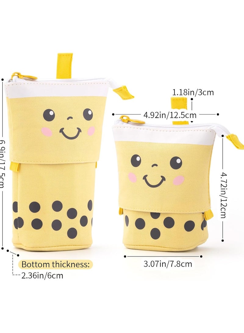 Yellow Cute Vertical Telescopic Pop-Up Cosmetic Bag Pencil Case Office Storage Box Suitable For Girls Students Ladies Adults - Image 2