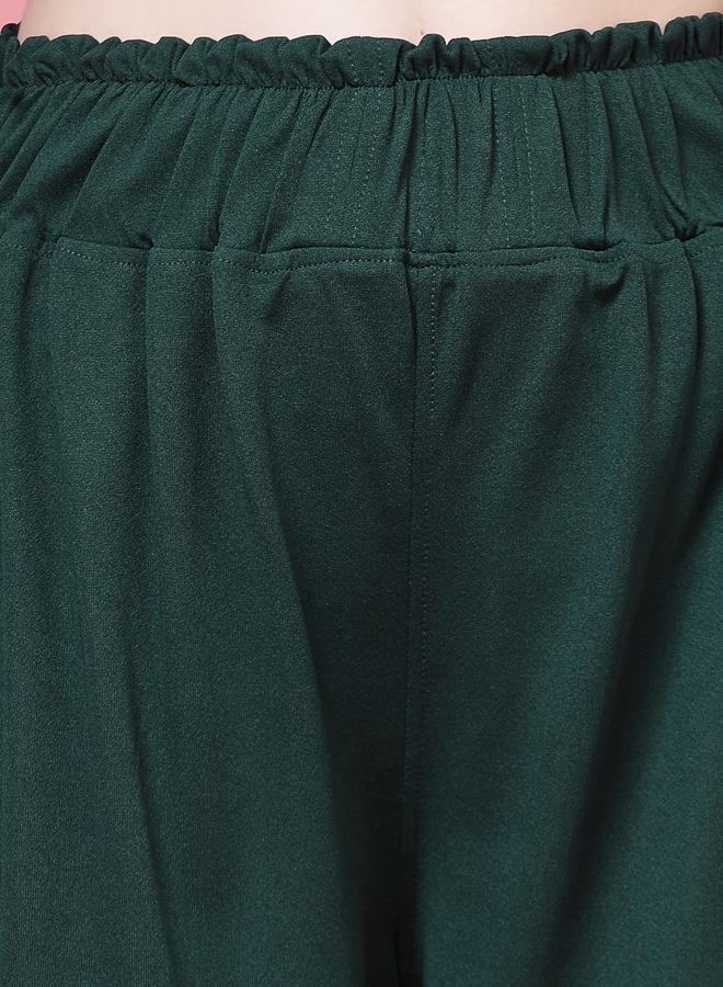 PAUSE PAUSE Women Green Solid High-Rise Wide-Leg Pants - Image 5