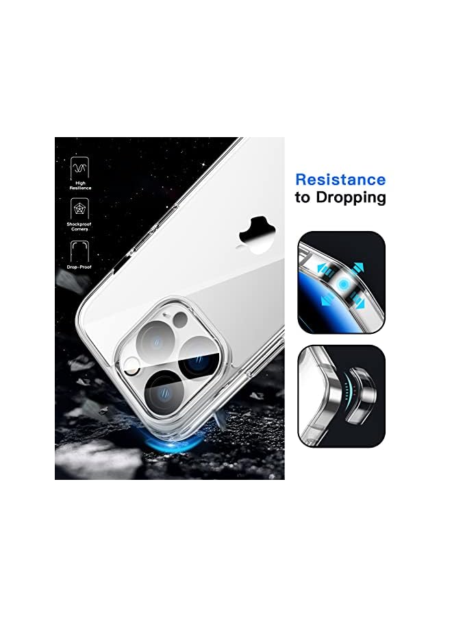 Jetech 3 In 1 Case For Iphone 14 Pro Max 6.7-Inch, With 2-Pack Screen Protector And Camera Lens Protector, Non-Yellowing Shockproof Bumper Phone Cover, Full Coverage Tempered Glass Film (Clear)  - Image 3