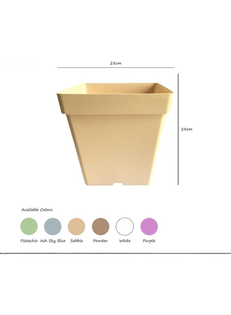 أيدل وعاء زراعة مربع كلاسيكي غير لامع 28 سم - متاح بألوان متعددة - للاستخدام الداخلي والخارجي - صندوق زراعة بلاستيكي متين للاستخدام في المنزل والحديقة والمكتب والشرفة - صنع في إيطاليا - بواسطة إيديل - Image 3