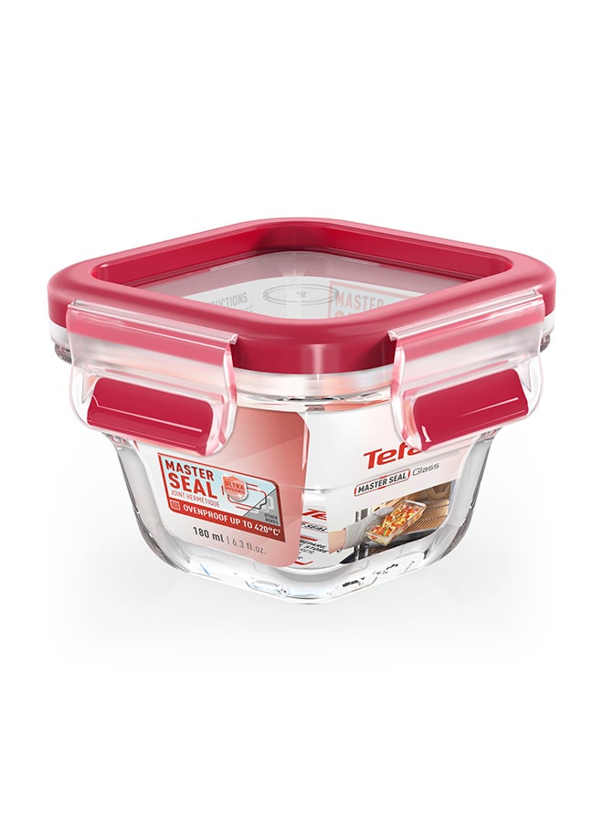Tefal MASTERSEAL GLASS 0.18L Square food container Transparent / Red N1041310 Red / Clear 0.18Liters - Image 3