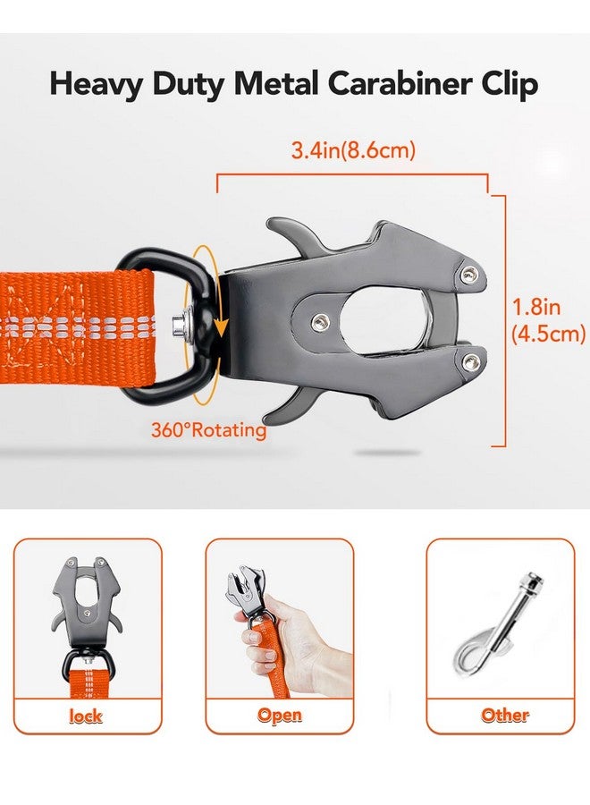 Joytale Joytale Tactical Dog Leash Heavy Duty,4-6FT Shock Absorbing Bungee Dog Leash with 2 Padded Handle,Metal Carabiner Clip,Car Seatbelt,Strong No Pull Dog Leash for Medium Large X-Large Dogs,Orange  - Image 2
