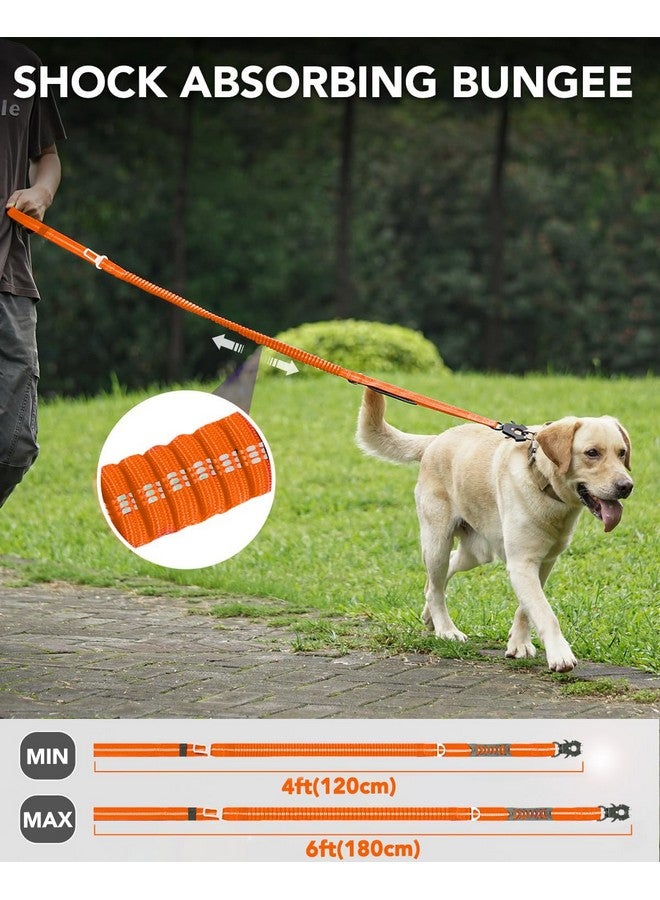 Joytale Joytale Tactical Dog Leash Heavy Duty,4-6FT Shock Absorbing Bungee Dog Leash with 2 Padded Handle,Metal Carabiner Clip,Car Seatbelt,Strong No Pull Dog Leash for Medium Large X-Large Dogs,Orange  - Image 3