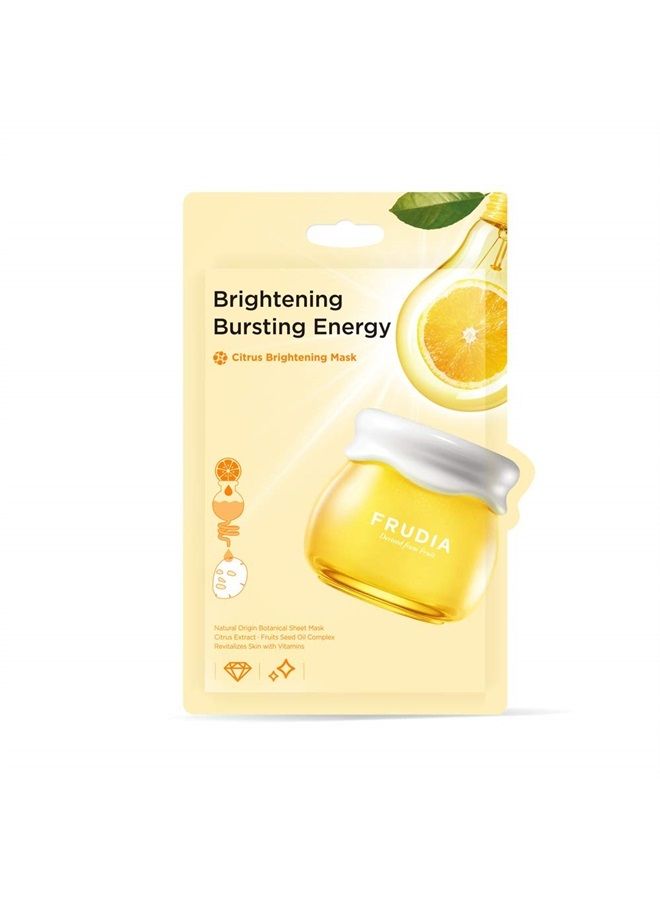 frudia WELCOS Citrus Brightening Mask - Korean Face Mask Skincare | Brightening Face Masks Skincare Sheet Masks for Face Korean Moisturizer | Hydrating Face Mask Sheets (Pack of 10, 0.67 fl oz) - Image 1