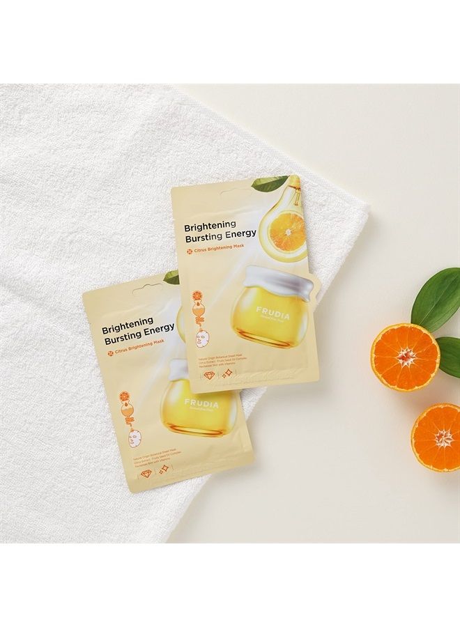 frudia WELCOS Citrus Brightening Mask - Korean Face Mask Skincare | Brightening Face Masks Skincare Sheet Masks for Face Korean Moisturizer | Hydrating Face Mask Sheets (Pack of 10, 0.67 fl oz) - Image 3