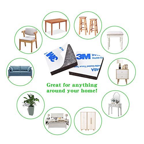 PremiFix Square Felt Pads for Chair Legs, Furniture Pads 1 Inch 48 Pieces Pack Brown, for Hardwood Floor 5mm Thick - Image 3