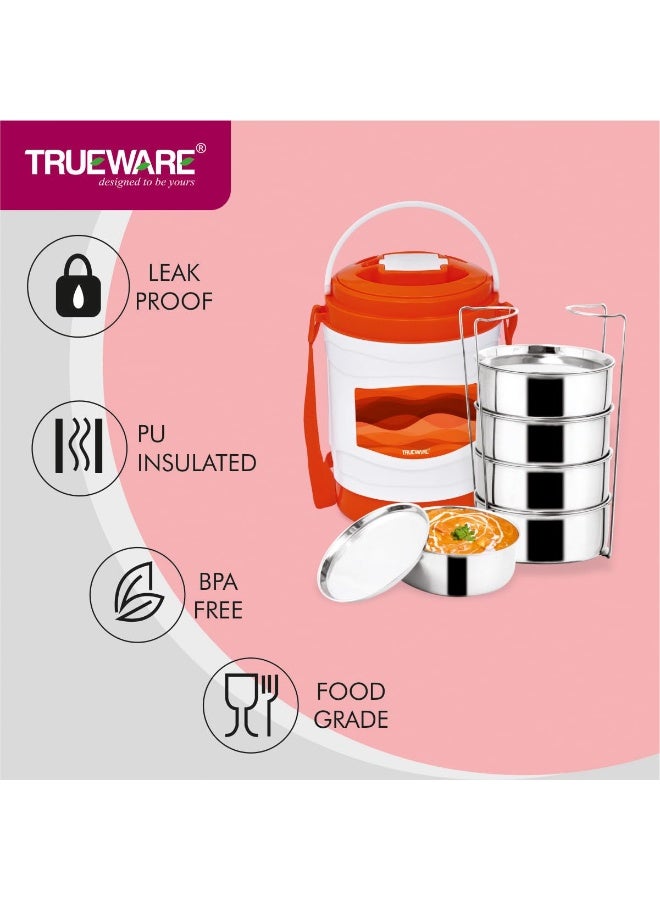 Trueware Marina 5 Lunch Box with 5 Steel Container, 300 ml X 5  | PU Insulated | Tiffin | Hot Lunch Box | Leak Proof | Easy to Carry | Food Grade | BPA Free | Office | Outdoors | for Men Women - Image 2