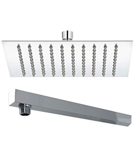 Mawson Glossy 8X8 Inch Shower With 12 inch Arm Stainless Steel Rain Shower Combo Set - Image 5