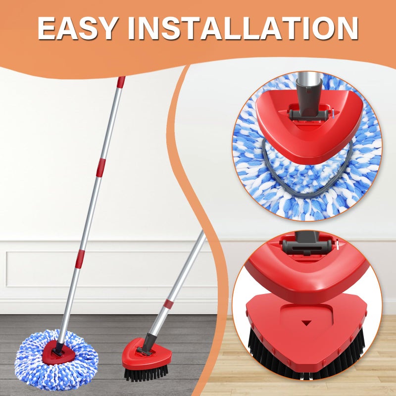 Fatmass Spin Mop Head Replacement for O Cedar RinseClean 2-Tank System,2 Mop Replace Heads + 1 Upgrade Scrubber Brush, 100% Microfiber Mop Refills Deep Cleaning Machine Washable - Image 4