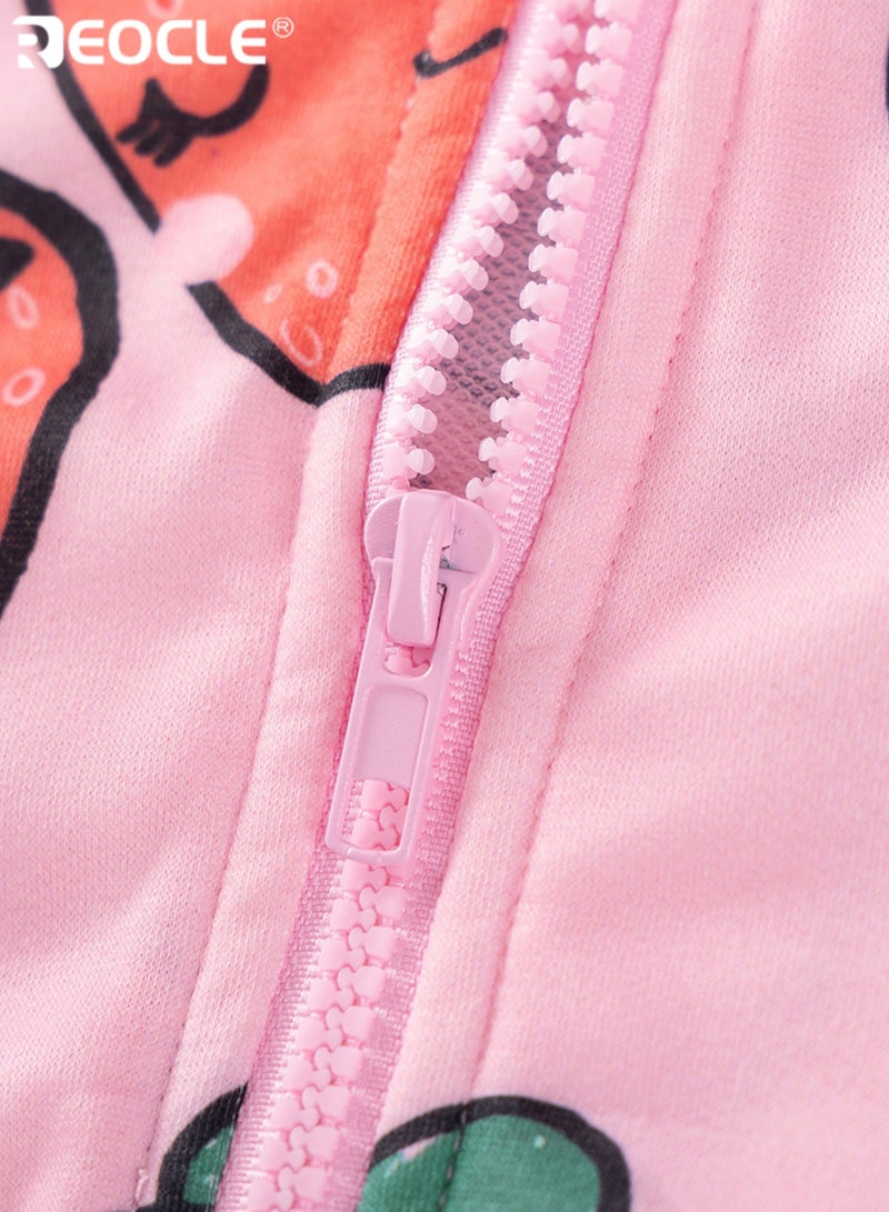 ريوكل هودي كرتوني للأطفال مع سحاب في الأمام وتصميم بأكمام طويلة - سترة للأطفال من صوف ناعم للارتداء في الربيع والخريف - Image 5