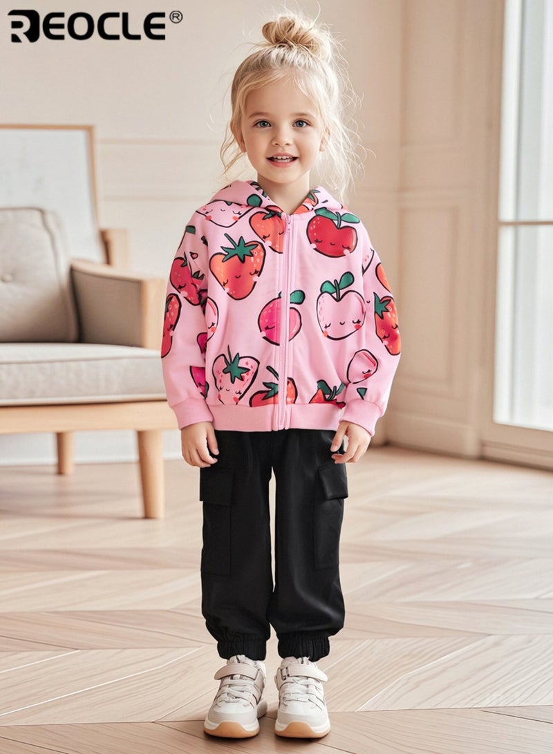 REOCLE Kid's Cartoon Hoodie with Zipper Front and Long Sleeve Design Children's Jacket with Soft Fabric for Spring Autumn Wear - Image 1